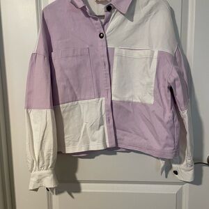 Purple and White Colorblock jacket
Listicle